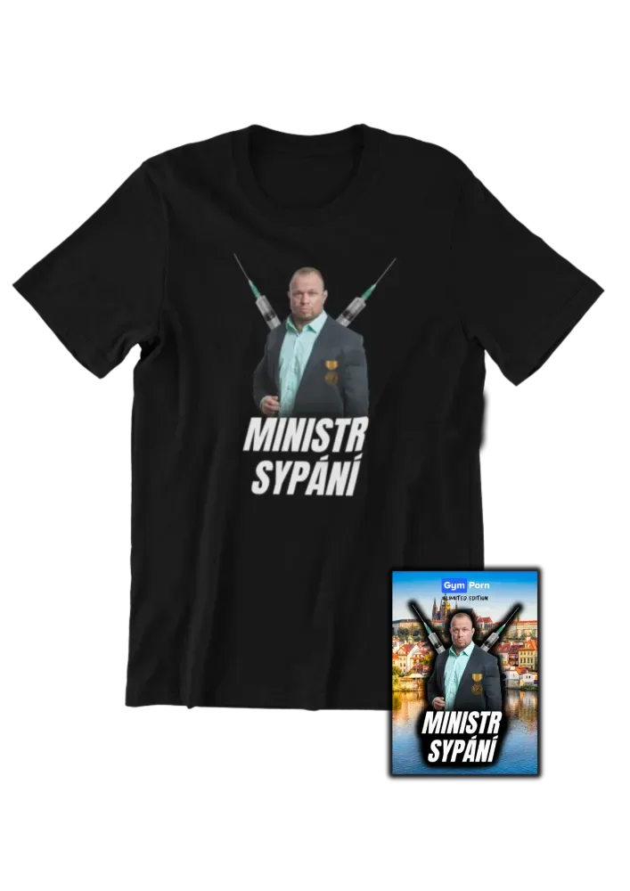 LIMITOVANÉ TRIČKO - Ministr Sypání - ČERNÁ + SBĚRATELSKÁ KARTIČKA