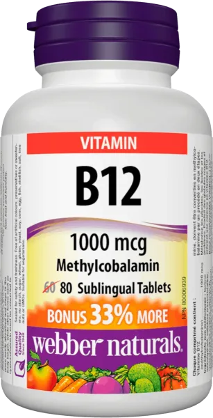Webber Naturals B12 1000 mcg 80 tbl