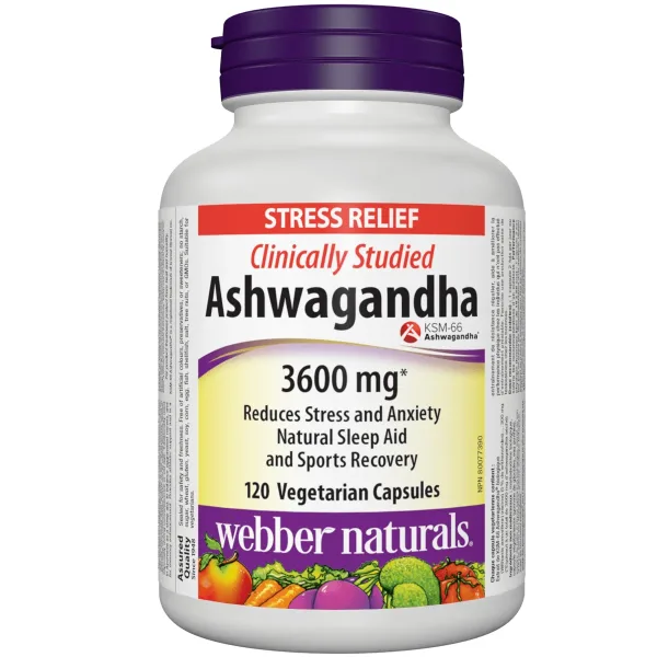 Webber Naturals Ashwagandha 3600 mg 120 kapslí