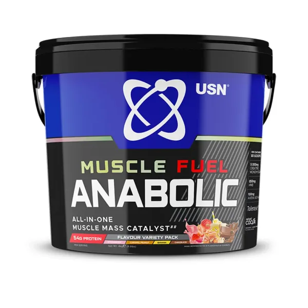 USN Muscle Fuel 4000 g variety pack (čokoláda , jahoda , banán a arašídy s karamelem)