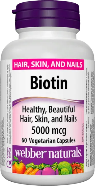 Webber naturals Biotin 5000mcg 60 kapslí